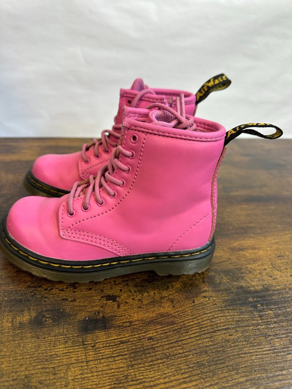 Dr Martens Delaney Hot Pink Leather Kids Boots Side Zip US 9 Toddler 31285 - Picture 1 of 16